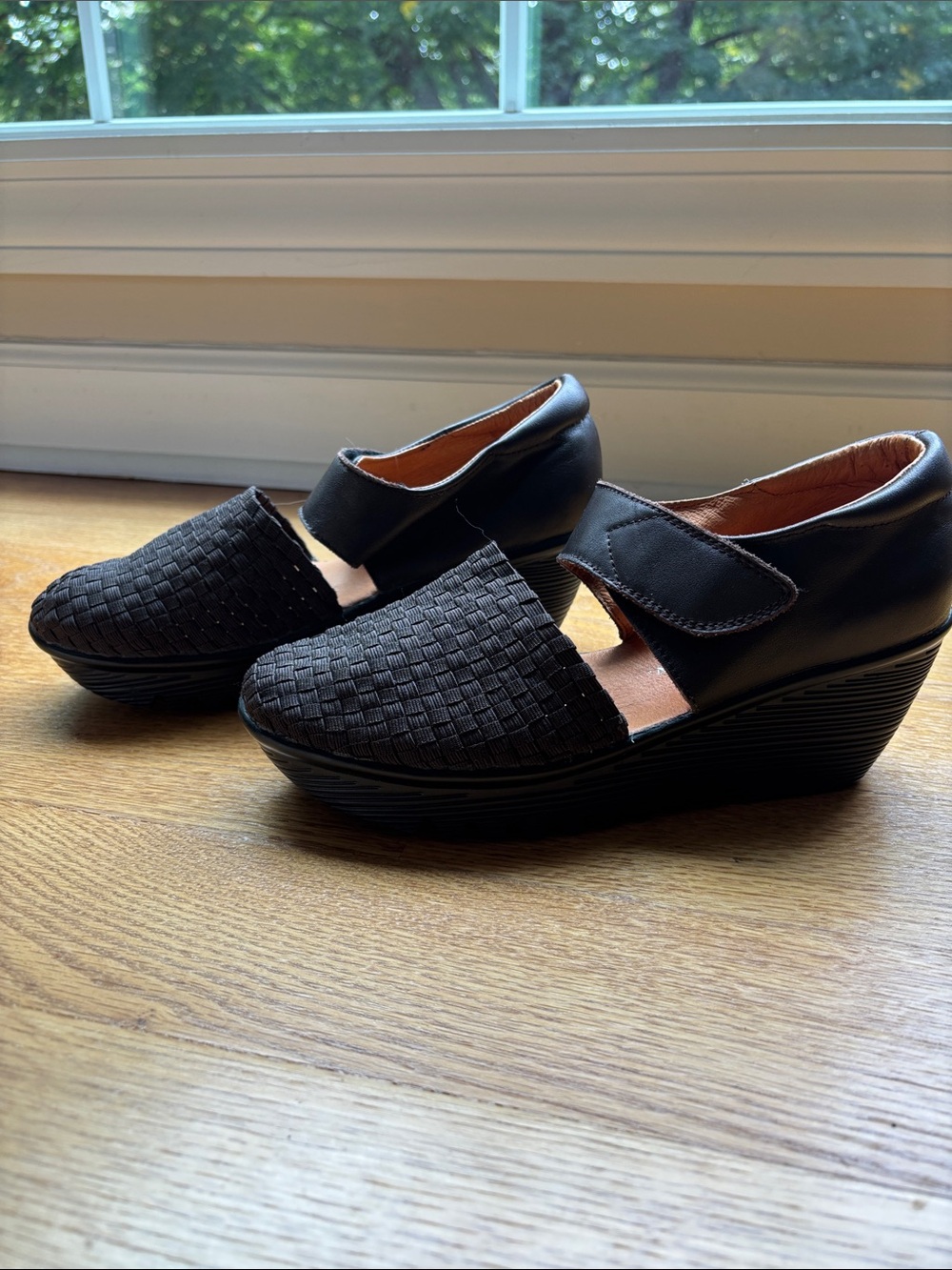bernie mev. Black Woven Mary Jane Wedge